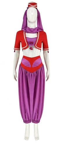 Bauxhie I Dream of Jeannie Kostüm für Damen Genie Cosplay Rosa Outfit mit Kopfschmuck Halloween Anzug (Lila, M) von Bauxhie