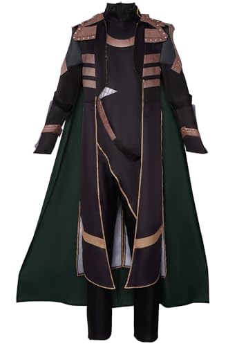 Bauxhie Loki Kostüm Deluxe Kampfuniform mit Zubehör Halloween Cosplay Outfits für Erwachsene Herren (Schwarz, L) von Bauxhie