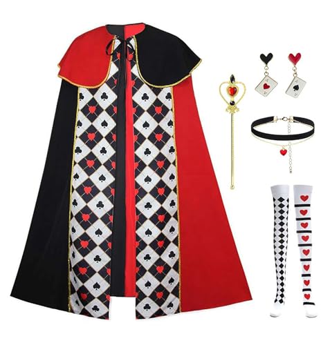 Bauxhie Red Queen Umhang Damen Prinzessin Red Queen Umhang Zubehör Halloween Kostüme Set (Rot 2, Eine Größe) von Bauxhie