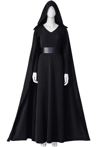 Bauxhie Rey Kostüm Damen Schwarzes Kleid mit Mantel Gürtel Rey Skywalker Outfits Halloween Cosplay Anzug (Schwarz, M) von Bauxhie