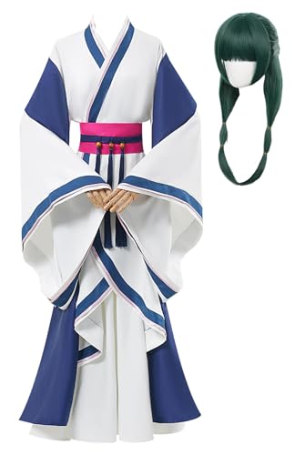 Bauxhie The Apothecary Diaries Kostüm Damen Maomao Cosplay Hanfu Kleid Tops Rock Anzug für Halloween (Weiß + Perücke, M) von Bauxhie