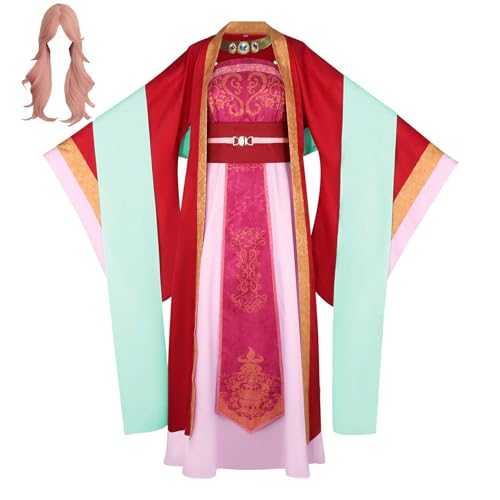 Bauxhie The Apothecary Diaries Kostüm Gyokuyou Cosplay Kleid Robe Rot Hanfu Halloween Anzug für Damen (Rose + Perücke, S) von Bauxhie