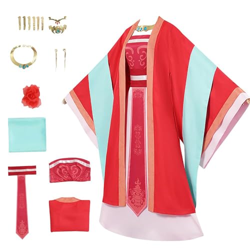 Bauxhie The Apothecary Diaries Kostüm Gyokuyou Cosplay Kleid Robe Rot Hanfu Halloween Anzug für Damen (Rot, XXL) von Bauxhie
