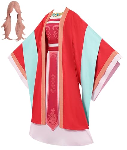 Bauxhie The Apothecary Diaries Kostüm Gyokuyou Cosplay Kleid Robe Rot Hanfu Halloween Anzug für Damen (Rot + Perücke, M) von Bauxhie