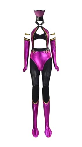Bauxhie Womens Mileena Cosplay Kostüm lila Anzug mit Maske Handschuhe Strümpfe Kampf Uniform für Halloween (Lila, XXL) von Bauxhie