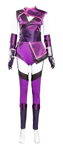 Bauxhie Womens Mileena Cosplay Kostüm lila Anzug mit Maske Handschuhe Strümpfe Kampf Uniform für Halloween (Lila 2, M) von Bauxhie