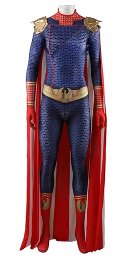 Damen Herren Homelander Cosplay Kostüm 3D Printed Bodysuit Cape Armor Full Set für Hallwoeen (Damen, 3XL) von Bauxhie