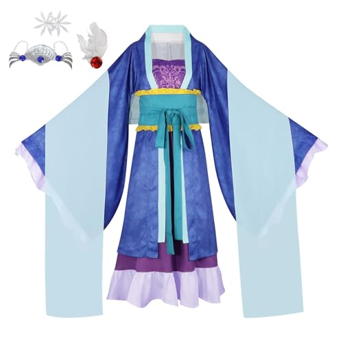 The Apothecary Diaries Kostüm Lady Lihua Cosplay Blaues Hanfu Kleid mit Kopfbedeckung Halloween Outfits (Blau, XS) von Bauxhie