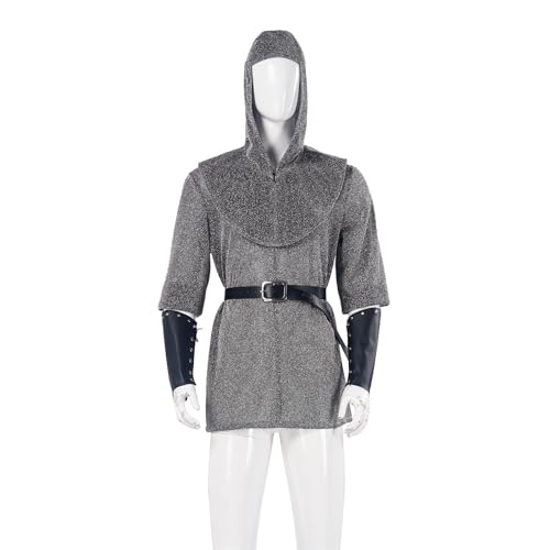 Bauzuoyo Mittelalter Ritter Kostüm Herren,Renaissance Schwarzer Ritter Kostüm Outfit,Faux Chain Mail Rüstung Tunika Shirt Armschienen Ritterkapuze Gürtel Set,Karneval Party Kostüme für Herren Bauzuoyo Mittelalter Ritter Kostüm Herren,Renaissance Schwarzer Ritter Kostüm Outfit,Faux Chain Mail Rüstung Tunika Shirt Armschienen Ritterkapuze Gürtel Set,Karneval Party Kostüme für Herren von Bauzuoyo