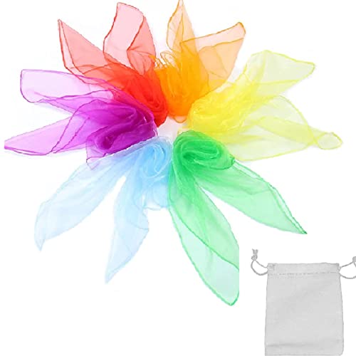 Bunte Chiffontücher,Bunt Jongliertücher,Jongliertücher,Sensorisches Werkzeug,Tanz Tücher,Square Jongliertücher,Square Bunte Tanz Chiffontücher für Kinder und Erwachsene Tanzen , 60*60 cm, 6 Stück von Bavooty