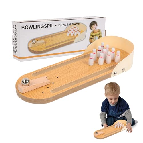 Bavooty Kegelspiel,Bowlingkugel,Bowling Set mit 10 Pins,Bowling Kugeln,Tischbowling,Mini Desktop Bowling,Bowlingkugel Hölzernen Desktop,Erwachsene von Bavooty