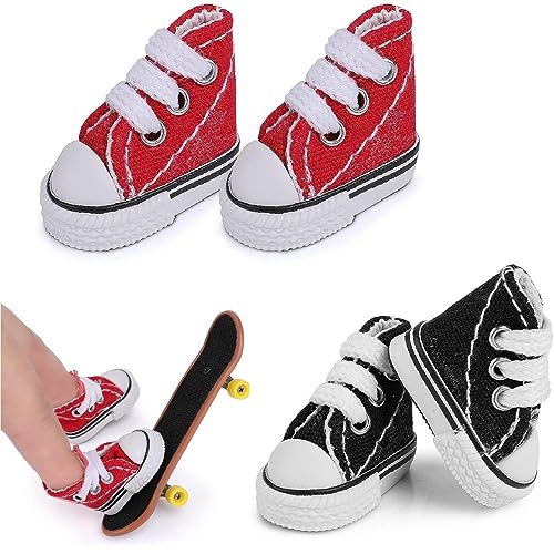 Finger Skateboard Schuhe,Mini Finger Schuhe,Kleine Finger Dance Schuhe,Finger Skateboard Canvas Schuhe,Mini-Fingerspielzeug-Set,Fingerschuhe für Graffiti-Griffbrett für Männer und Frauen(2 Paar) von Bavooty