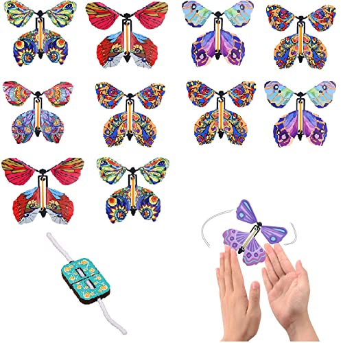 Fliegende Schmetterlinge Magische,Magische Schmetterlinge,Wind up Butterfly Toy,Fliegende Schmetterlinge Geschenk,Flying Butterfly Toy mit Broken Rope Requisiten für Party Geburtstag Hochzeit,10 Stück von Bavooty