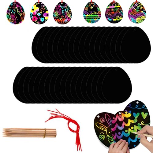 Ostern Kratzbilder für Kinder,36 pcs Regenbogen Scratch Art Set,Ostereier Basteln Kratzbilder für Kinder,DIY Regenbogen Kratzlesezeichen mit Holzstäbchen und Bunte Bänder für Ostern Party Dekoration Ostern Kratzbilder für Kinder,36 pcs Regenbogen Scratch Art Set,Ostereier Basteln Kratzbilder für Kinder,DIY Regenbogen Kratzlesezeichen mit Holzstäbchen und Bunte Bänder für Ostern Party Dekoration von Bavooty
