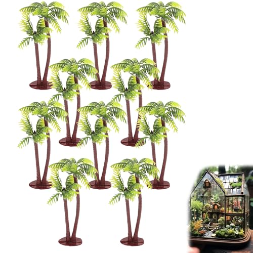 Palm Miniatur Palmen,10PCS Modell Bäume Miniatur,Kunststoff Modell Baum,Kokos Landschaft Modell Bäume,Mini Landschaft Kunststoff,Regenwald-Modelle für DIY Landschaft Gartendeko von Bavooty