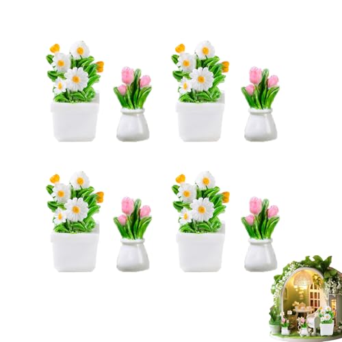 Puppenhaus Miniatur Bonsai Pflanze,Puppenhaus Miniaturpflanze,Puppenhaus Mini Pflanzen,Puppenhaus Topfpflanzen,Mini Topfpflanze,für Puppenhaus Garten Dekorationen,Unisex (frische Blumen) von Bavooty