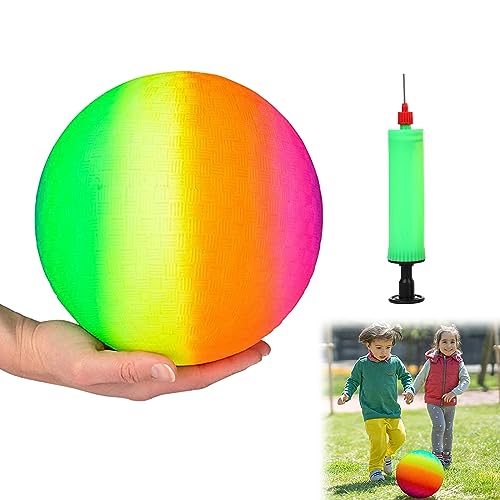 Bavooty Bouncy Kickball,Regenbogen Strand Ball,Kinder Spielball,PVC Regenbogen Ball,Trainingsball, Kickball,Durable Softball mit Pumpe,Strandball,Kinder Spielbälle für Drinnen und Draußen,9 Inch,2pcs von Bavooty