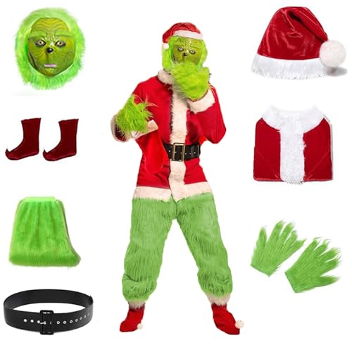 Bavpelp Grinch Kostüm 7-Teilig,Weihnachtsmann Kostüm Geeignet für Männer und Frauen,Perfekt für Weihnachtsfeiern, Cosplay, für Halloween Fasching Party, Vielseitige Größen Bavpelp Grinch Kostüm 7-Teilig,Weihnachtsmann Kostüm Geeignet für Männer und Frauen,Perfekt für Weihnachtsfeiern, Cosplay, für Halloween Fasching Party, Vielseitige Größen von Bavpelp