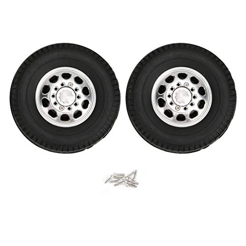 2pcs Vorderrad für 1/14 RC -LKW -Traktor mit Aluminiumlegierung 10 Lochrad Hub Hochleistungssimulation Upgrade -Reifen Langlebiger Gummi -Metallzubehör von Baxnore