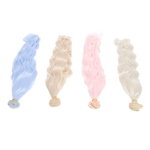 4 PCs Puppenperücken, Wasserwellple Curly, 30 cm Länge hohe Temperatur Weiche Seide für 1/8 1/12 BJD Baumwollkugelgelenk Puppen von Baxnore