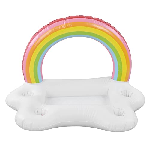 Aufblasbare Regenbogenwolke -Getränkehalter schwimmend Getränke Salat Fruchtbalkenbalken Pool Float -Werkzeug mit Reparaturfleck für Schwimmbäder Lakes s Partys aus PVC -Material von Baxnore