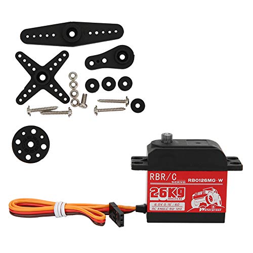 Baxnore Digitales Servo mit hohem Drehmoment 26 kg Metallgetriebe wasserdichtes RC -Servo für 1/8 1/10 RC -Autos Boote Roboter mit Kernmotor und 2BB Lager (RB0126MG-W wasserdicht) von Baxnore