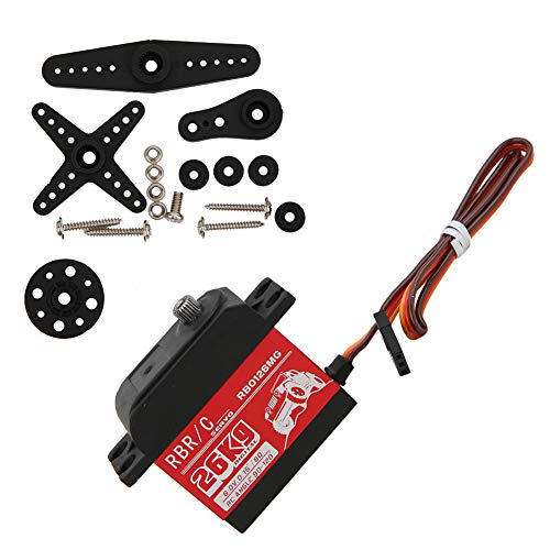 Baxnore Digitales Servo mit hohem Drehmoment 26 kg Metallgetriebe wasserdichtes RC -Servo für 1/8 1/10 RC -Autos Boote Roboter mit Kernmotor und 2BB Lager (RB0126mg) von Baxnore