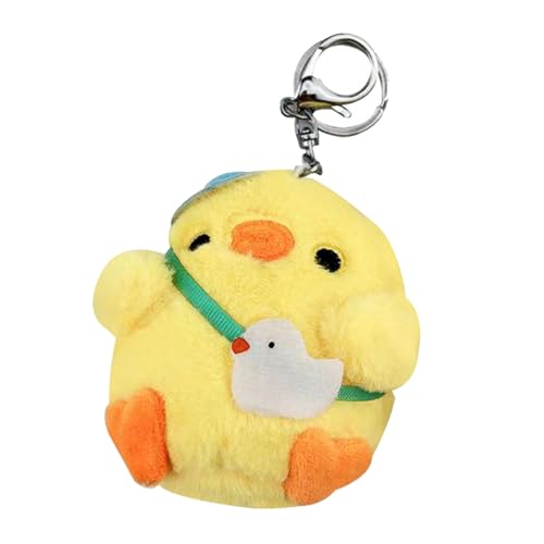 Baxnore Gefüllte Kükenschlüsselhain Flauschige süße Plüsch Tierpuppenschlüsselring für Rucksackhandtaschen Dekorationen weiches kurzes Plüschmaterial 7x9cm (Jungenküken) von Baxnore