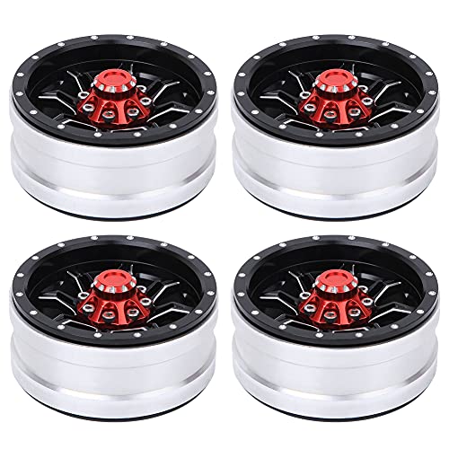 Baxnore RC Rad Hubs 1,9 Zoll Aluminiumlegierung 4pcs Schwarze rote Rad Felgen für TRX4 SCX10 D90 1/10 RC -Automodelle hohe Festigkeit Haltbarer Upgrade -Teile von Baxnore