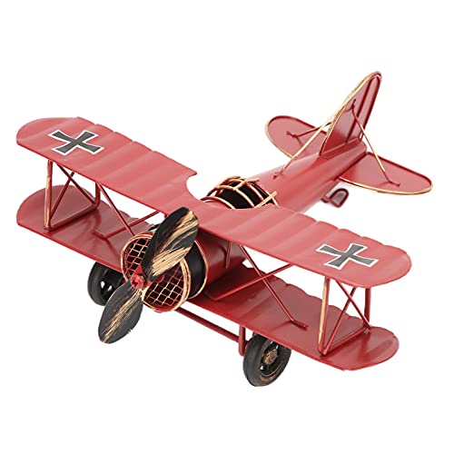 Baxnore Retro -Metall -Flugzeugmodell, 21,3 cm Vintage Schmiedeeisen -Doppeldecker mit hängenden Kette, Industriedekor für Home Cafe Aviation -Enthusiasten (Verrotten) von Baxnore