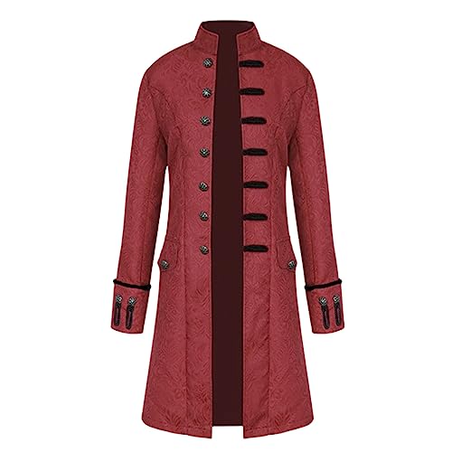 Baxtayel Halloween Mittelalter Viktorianische Jacke Kostüme für Männer, Steampunk Gothic Frack Mantel Uniform, Renaissance Piraten Vampir Party Cosplay Kostüme für Herren Erwachsene von Baxtayel