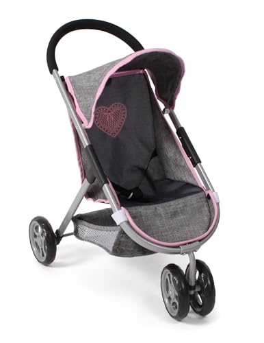 Bayer Chic 2000® Puppenbuggy Speedy – Melange grau-Navy – geeignet für Puppen bis 46 cm – Schieberhöhe 58 cm von Bayer Chic 2000