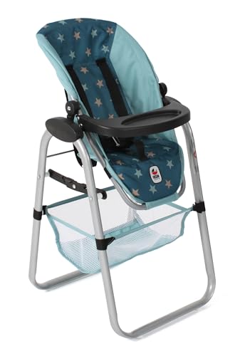 Bayer Chic 2000® Puppenhochstuhl – Sternchen türkis – Verstellbar & klappbar – Rückentrage & Gepäcknetz – Puppen bis 50 cm – Puppenzubehör 3-8 J. von Bayer Chic 2000