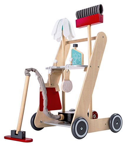 Bayer Chic 2000 277 01 Reinigungswagen für Kinder, Putzwagen aus Holz, Besenwagen mit Staubsauger und Zubehör, bunt von Bayer Chic 2000