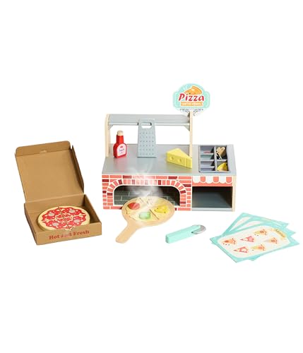 Bayer Chic 2000® Pizza Spielzeug aus Holz – Pizzeria mit Vorrats- & Serviertheke – Fördert Kreativität & Feinmotorik, Spielküchen Zubehör ab 3 Jahren von Bayer Chic 2000