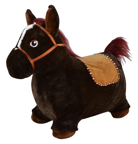 Bayer Chic 2000® Aufblasbares Hüpftier – Einhorn –Mit weichem abnehmbarem Bezug & Luftpumpe – Perfekt für Mädchen & Jungen – Ab 18 Monaten, Dunkelbraun von Bayer Chic 2000