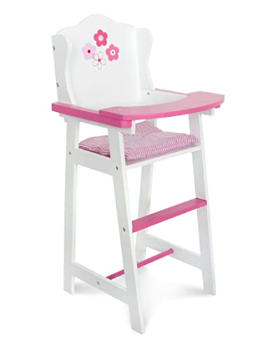 Bayer Chic 2000-501-99 - Puppenhochstuhl für Puppen bis 46 cm, Puppenmöbel, Puppenzubehör, weiß-pink von Bayer Chic 2000