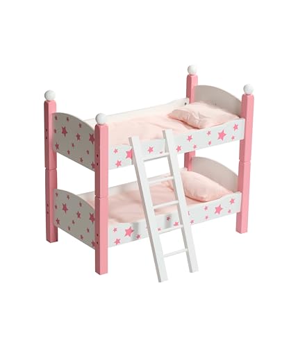 Bayer Chic 2000 Puppenbett Doppelstockbett – Stars Pink – Puppenhochbett mit Leiter & Bettwäsche – Puppen bis 48 cm – Puppenzubehör, Holzpuppenbett Bayer Chic 2000 Puppenbett Doppelstockbett – Stars Pink – Puppenhochbett mit Leiter & Bettwäsche – Puppen bis 48 cm – Puppenzubehör, Holzpuppenbett von Bayer Chic 2000