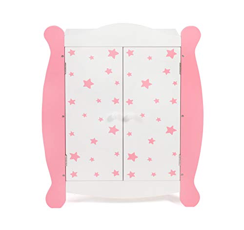 Bayer Chic 2000 - Puppenkleiderschrank mit Kleiderstange und Kleiderbügel, Puppenschrank, Puppenmöbel, Stars pink, 22 x 46 x 59 cm Bayer Chic 2000 - Puppenkleiderschrank mit Kleiderstange und Kleiderbügel, Puppenschrank, Puppenmöbel, Stars pink, 22 x 46 x 59 cm von Bayer Chic 2000