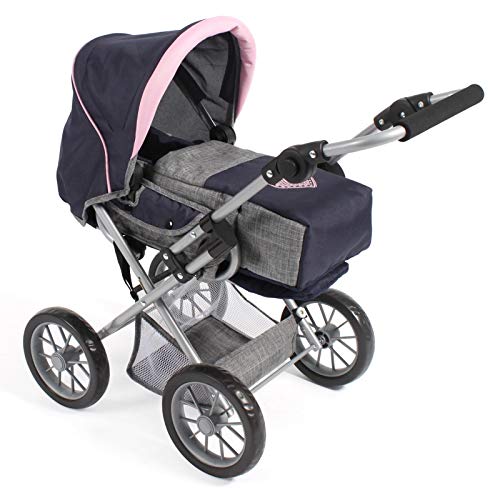 Bayer Chic 2000 - Puppenwagen Leni, 2in1 Kombipuppenwagen mit herausnehmbarer Tragetasche, Melange grau, Navy, rosa, 64 x 37 x 68 cm Bayer Chic 2000 - Puppenwagen Leni, 2in1 Kombipuppenwagen mit herausnehmbarer Tragetasche, Melange grau, Navy, rosa, 64 x 37 x 68 cm von Bayer Chic 2000