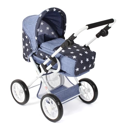 Bayer Chic 2000 - Puppenwagen Leni, 2in1 Kombipuppenwagen mit herausnehmbarer Tragetasche, Kinderwagen für Puppen bis 46 cm Größe, Sternchen Navy, 64 x 37 x 68 cm Bayer Chic 2000 - Puppenwagen Leni, 2in1 Kombipuppenwagen mit herausnehmbarer Tragetasche, Kinderwagen für Puppen bis 46 cm Größe, Sternchen Navy, 64 x 37 x 68 cm von Bayer Chic 2000