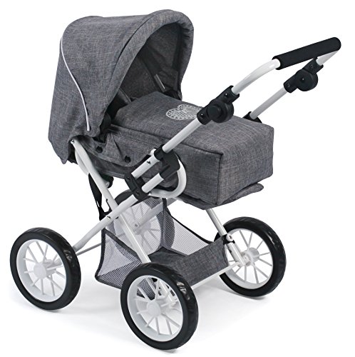 Bayer Chic 2000 - Puppenwagen Leni, 2in1 Kombipuppenwagen mit herausnehmbarer Tragetasche, Jeans grau, 46 cm von Bayer Chic 2000