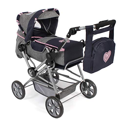 Bayer Chic 2000 562 26 Kombi-Puppenwagen Roadstar für große Kinder, mit herausnehmbarer Tragetasche und Wickeltasche, grau-Navy, 85 x 47 x 82 cm Bayer Chic 2000 562 26 Kombi-Puppenwagen Roadstar für große Kinder, mit herausnehmbarer Tragetasche und Wickeltasche, grau-Navy, 85 x 47 x 82 cm von Bayer Chic 2000