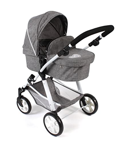 Bayer Chic 2000 - Puppenwagen Nele, 2in1 Kombipuppenwagen für Kinder von 4 bis 8 Jahren, Jeans grau, 45cm-84cm Bayer Chic 2000 - Puppenwagen Nele, 2in1 Kombipuppenwagen für Kinder von 4 bis 8 Jahren, Jeans grau, 45cm-84cm von Bayer Chic 2000