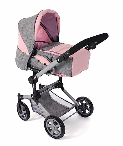 Bayer Chic 2000® 3in1 Kombi Puppenwagen Jara – Melange Grau Rosa – faltbar, höhenverstellbarer Griff 47-78 cm – Tragetasche – Puppen bis 52 cm, 4-8 J. Bayer Chic 2000® 3in1 Kombi Puppenwagen Jara – Melange Grau Rosa – faltbar, höhenverstellbarer Griff 47-78 cm – Tragetasche – Puppen bis 52 cm, 4-8 J. von Bayer Chic 2000