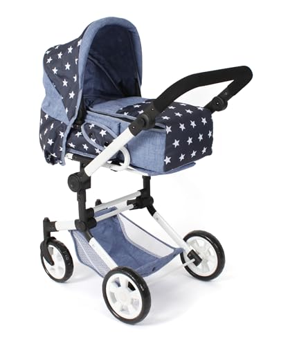 Bayer Chic 2000 - Puppenwagen Jara, 2in1 Kombipuppenwagen mit herausnehmbarer Tragetasche, Puppenkinderwagen für Kinder von 4 bis 8 Jahren, Sternchen Navy Bayer Chic 2000 - Puppenwagen Jara, 2in1 Kombipuppenwagen mit herausnehmbarer Tragetasche, Puppenkinderwagen für Kinder von 4 bis 8 Jahren, Sternchen Navy von Bayer Chic 2000