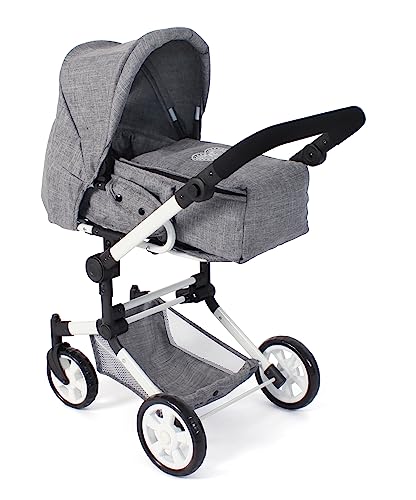 Bayer Chic 2000 - Puppenwagen Jara, 2in1 Kombipuppenwagen mit herausnehmbarer Tragetasche, Puppenkinderwagen für Kinder von 4 bis 8 Jahren, Jeans grau Bayer Chic 2000 - Puppenwagen Jara, 2in1 Kombipuppenwagen mit herausnehmbarer Tragetasche, Puppenkinderwagen für Kinder von 4 bis 8 Jahren, Jeans grau von Bayer Chic 2000