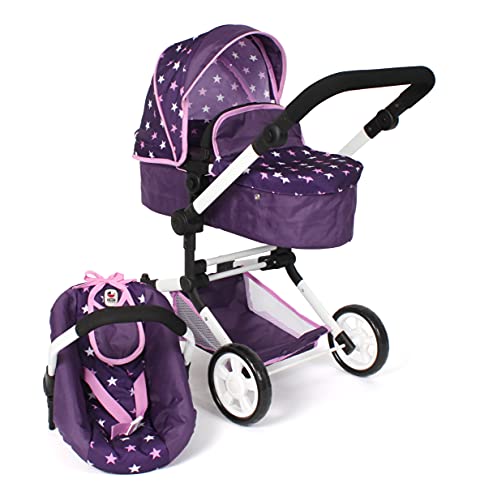 Bayer Chic 2000 - Puppenwagen Linus, 3in1 Kombipuppenwagen für Kinder von 4 bis 8 Jahren, Puppenwagen-Set, Stars lila, Sternchen Bayer Chic 2000 - Puppenwagen Linus, 3in1 Kombipuppenwagen für Kinder von 4 bis 8 Jahren, Puppenwagen-Set, Stars lila, Sternchen von Bayer Chic 2000