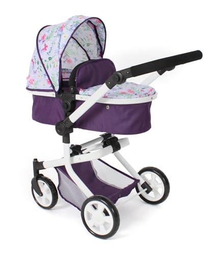 Bayer Chic 2000 595-73 Puppenwagen Mika, 2-in-1 Kombipuppenwagen für Kinder von 4 bis 8 Jahren, Kinderwagen für Puppen bis 52 cm, Flowers lila Bayer Chic 2000 595-73 Puppenwagen Mika, 2-in-1 Kombipuppenwagen für Kinder von 4 bis 8 Jahren, Kinderwagen für Puppen bis 52 cm, Flowers lila von Bayer Chic 2000