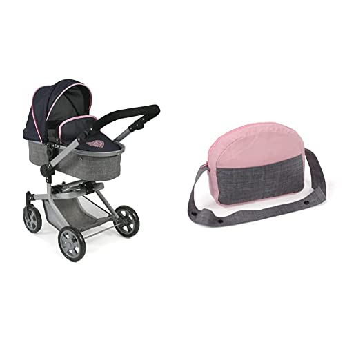 Bayer Chic 2000 - 59526 - Puppenwagen Mika, 2in1 Kombipuppenwagen für 4-8 Jahren, Melange grau-Navy & 853 15 Wickeltasche für Puppen, Puppenwickeltasche Bayer Chic 2000-Wickeltasche, Melange grau-rosa Bayer Chic 2000 - 59526 - Puppenwagen Mika, 2in1 Kombipuppenwagen für 4-8 Jahren, Melange grau-Navy & 853 15 Wickeltasche für Puppen, Puppenwickeltasche Bayer Chic 2000-Wickeltasche, Melange grau-rosa von Bayer Chic 2000